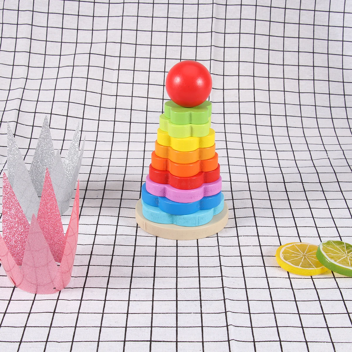 Visual Stimulation Toy Wooden Block Stacking Memory Development Kids Tower Colorful