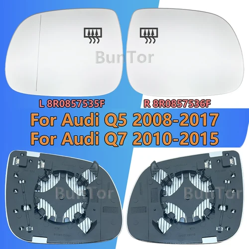 Para Audi Q5/SQ5 8R 2008-2017 Espejo retrovisor izquierdo y derecho Q7 2010-2015/OE:8R 0857535 F/8R 0857536 F/Lente de espejo retrovisor/Accesorios para automóvil