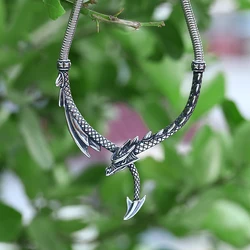 Good Detail Fashion 2024 New Stainless Steel 3D Dragon Necklace For Man Punk Rock Choker Boyfriend&Party Gift Animal Jewelry