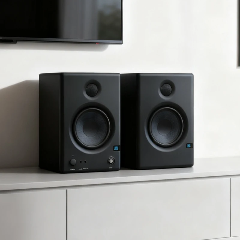 1쌍 3.5인치 모니터 스피커 25W 블루투스 스피커 하이파이 액티브 사운드 박스 RCA/3.5/6.5mm TRS 출력 홈 시어터 TV 스튜디오용