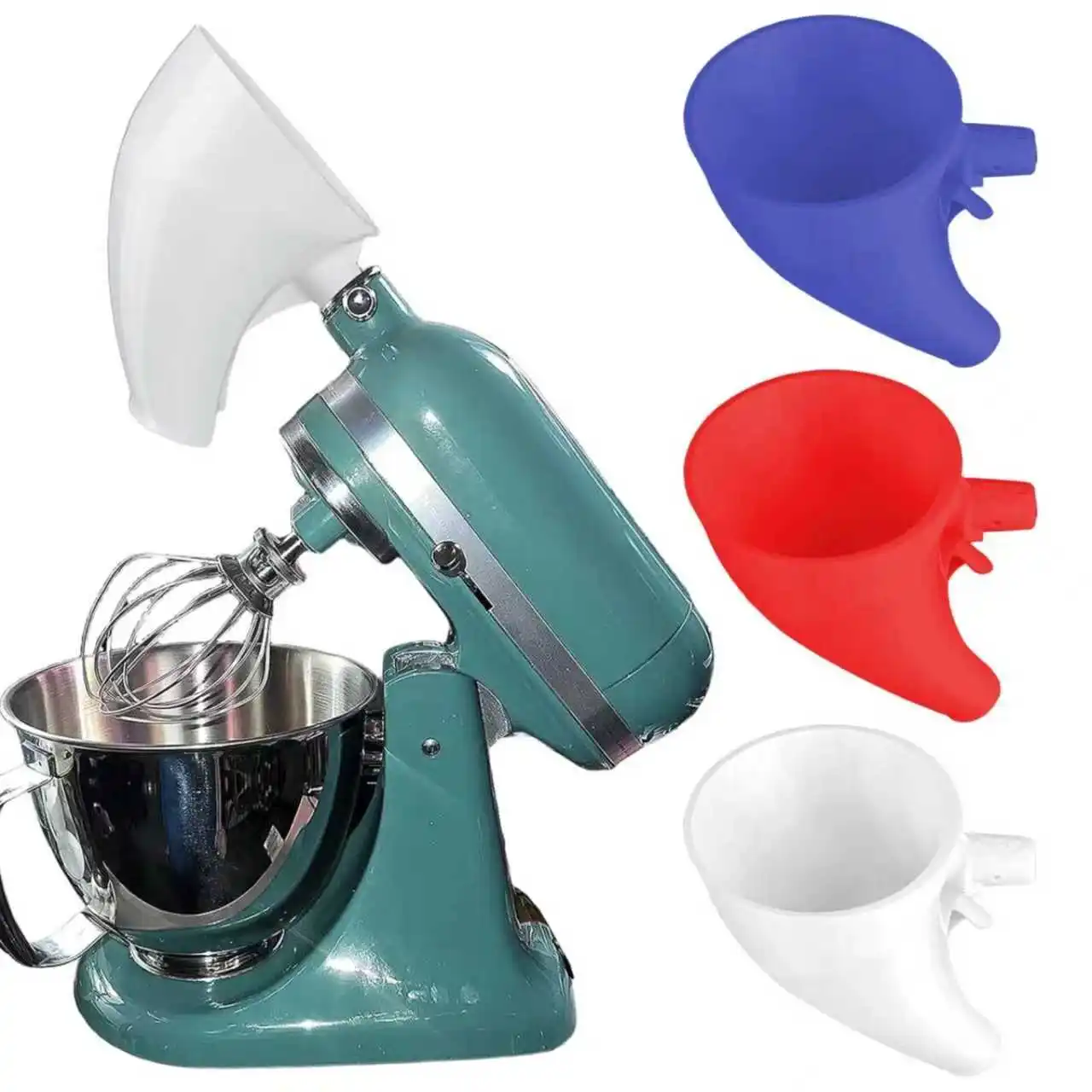1pc Flour Funnel - Stand Mixer Attachment, Suitable for Splash Guard and Dough Shield to Prevent Overflow and Mess, Guides Flour