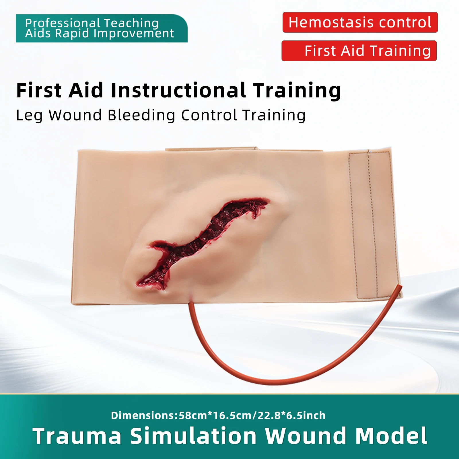 Wearable Leg Wound Hemostasis Control Model Bleeding Control Model Simulates Deep Laceration or Stab Injury Practice Mode