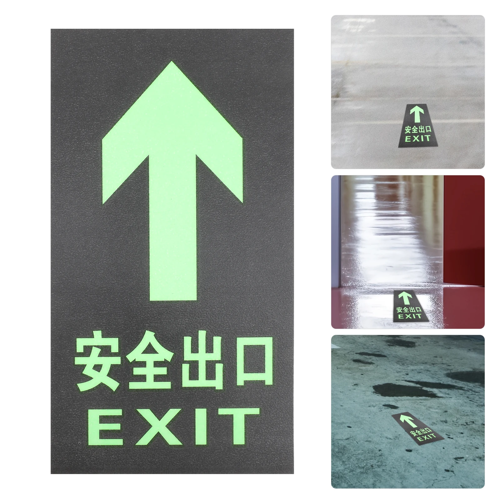 

10pcs Glow in the Dark Safety Signs Stickers PVC Exit Decals Warning Sign Directional Entrance Indicator Traffic Safety Signs