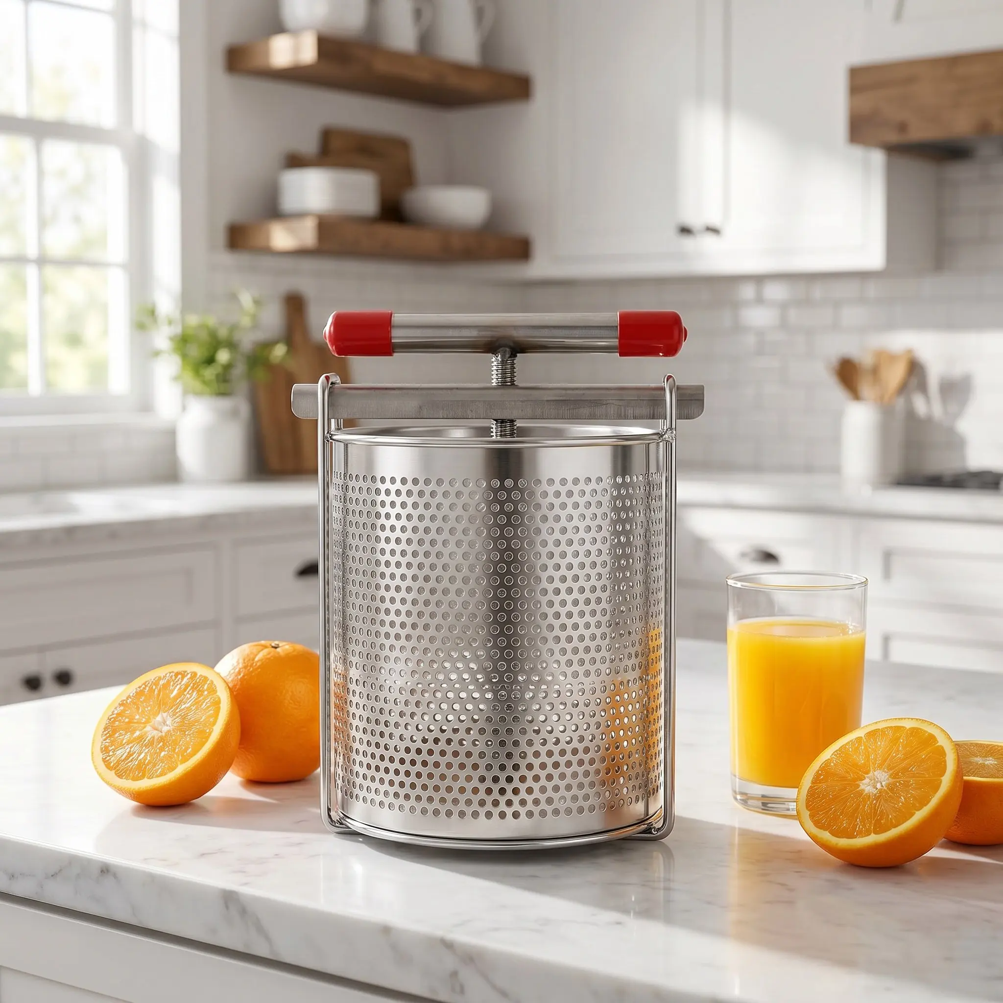 Countertop Juice Press Hand Juicer Stainless Steel Fruit Held Heavy Duty Metal Manual