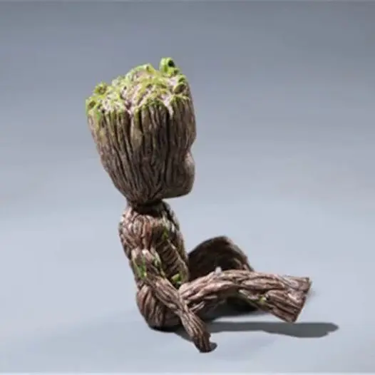 Mainan Dekorasi Mini Groot Guardians of The Galaxy Tree Man Hreos 6Cm figur aksi duduk Groot hadiah mainan Model anak-anak