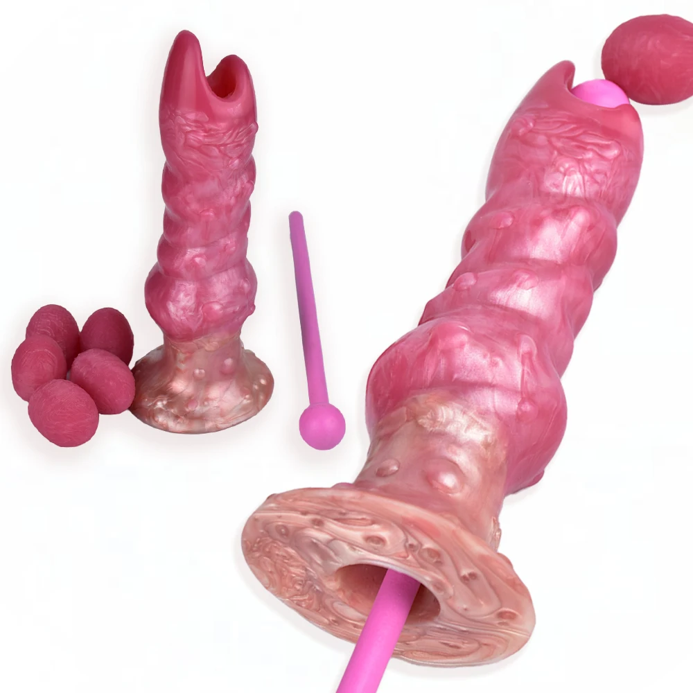 NNSX Silicone Ovipositor Dildo Hollow Manual Lay Eggs Fantasy Anal Plug Vaginal Anus Stimulator Adult Sex Toy for Women and Men