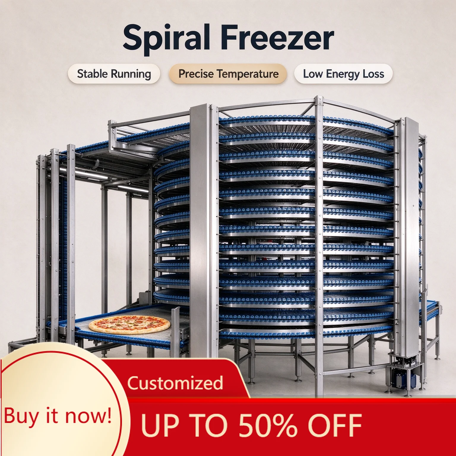 FL Spiral Freezer Factory Custom Quick Freezer for Industrial Seafood Frozen Processing Application Customized
