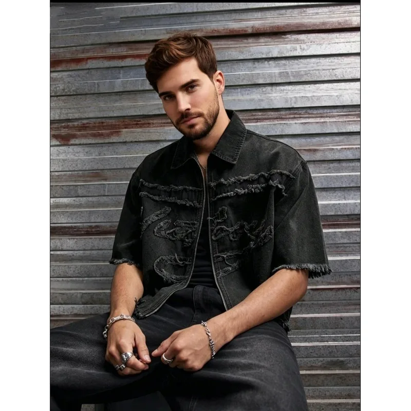 

Men's Denim Jacket 2026 New Style Non-Stretch Black Spring Summer Casual Shirt Male Fashion Outerwear