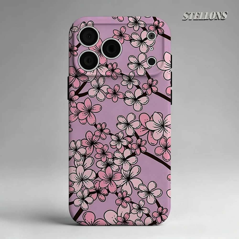 Funda para Teléfono con Diseño de Flor de Cerezo, Magnética, para iPhone 17 16 15 14 13 Pro Max Plus, de Una o Dos Capas, Resistente