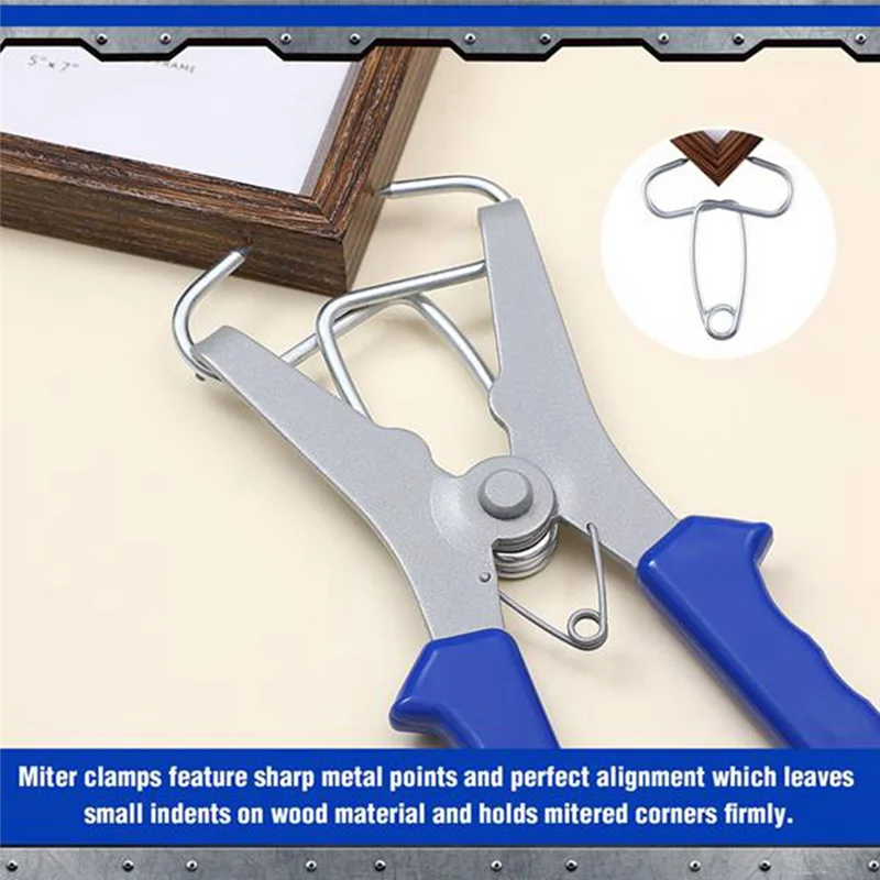 ABKO-Miter 스프링 클램프 키트 13 Pcs 목공 액자를위한 펜치가있는 스프링 장착 클램프 목재 트림 몰딩