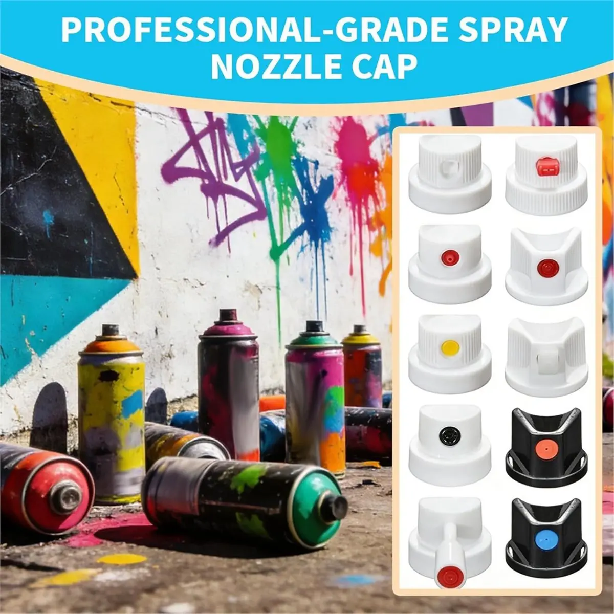 Multi-use Gear 20Pcs SprayCan Nozzle Kit Assorted Caps and Tips for Standard Sprays Paint Cans Including Graffiti Fat Caps Skinn