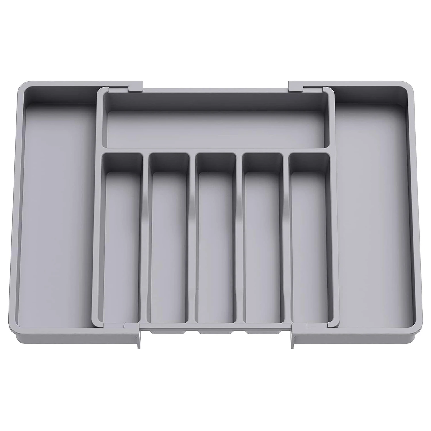 

Expandable Kitchen Tableware Drawer Organizer - Adjustable Cutlery Holder for Spoons, Forks, and Knives - Compact Plastic Tray f
