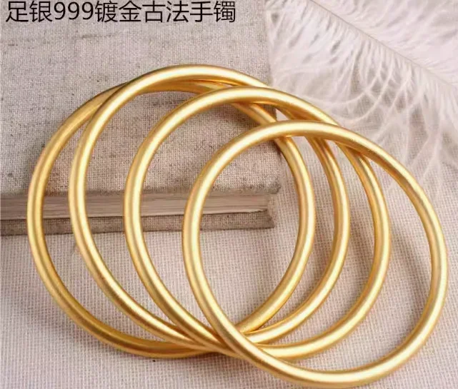 

Glod 100% silver 999 bangles pure silver bangles for women plated matt surface about 25grams