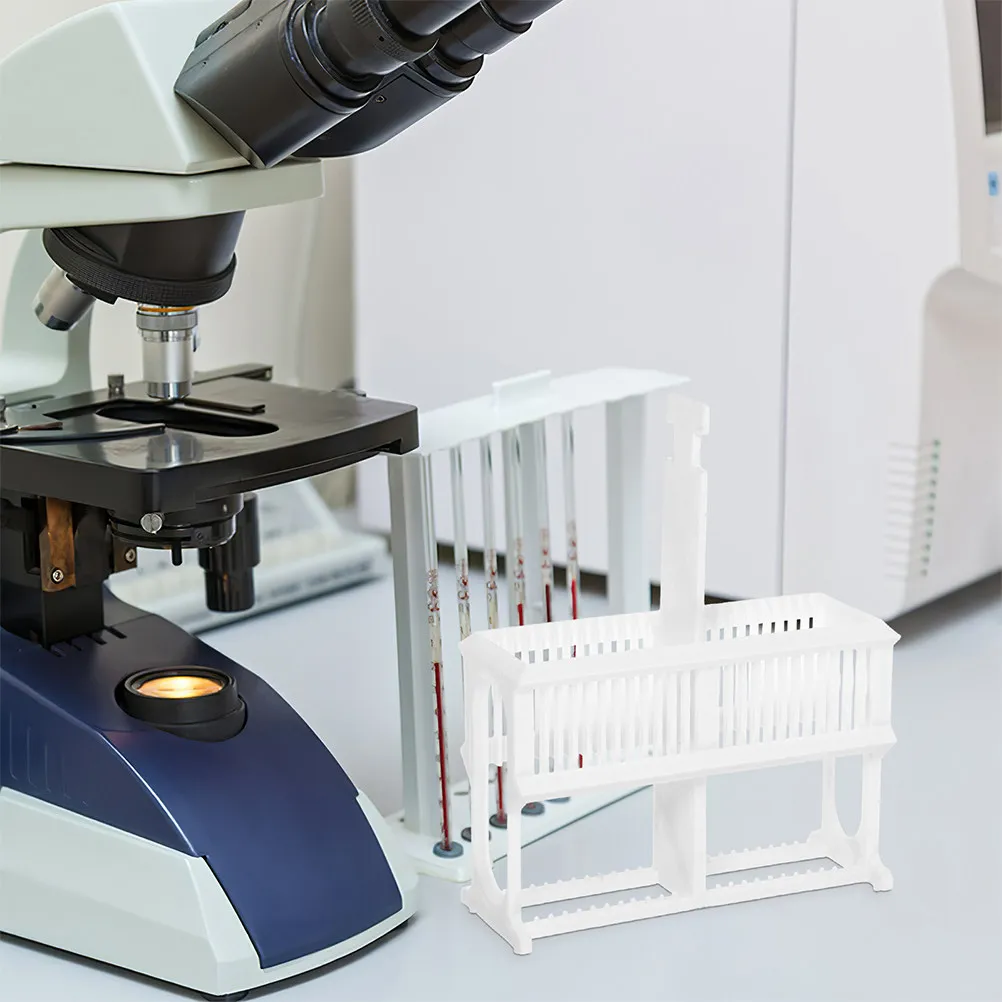 

2Pcs Microscope Slide Storage Rack Plastic Holder 24-Slice Stand Laboratory Teaching Medical Use Microscope Accessories