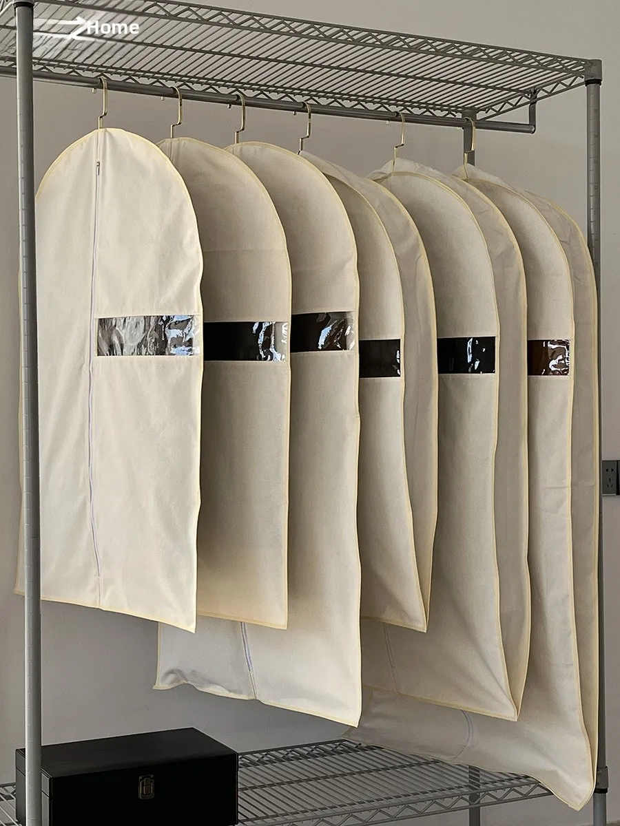 

Чехол для одежды из чистого хлопка, пылезащитный, дышащий, с отделением для хранения меховых изделий, для домашнего использования, органайзер для гардероба, японский стиль