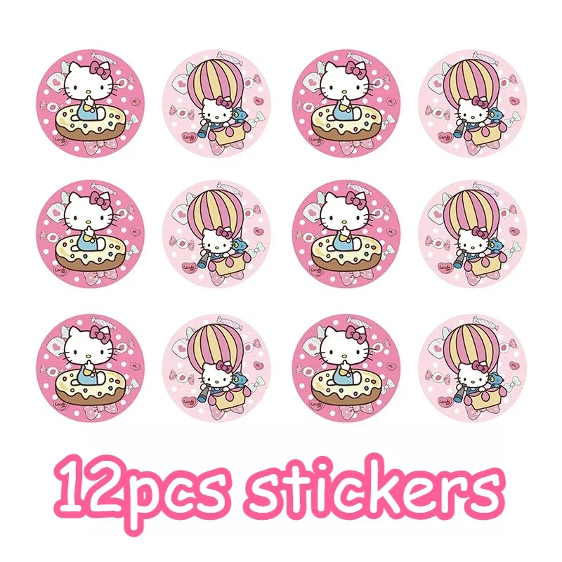 36 قطعة/المجموعة/مجموعة بطاقة دعوة ذات طابع هالو كيتي باللون الوردي ومغلف ومجموعة ملصقات لحفلات أعياد ميلاد الفتيات #5