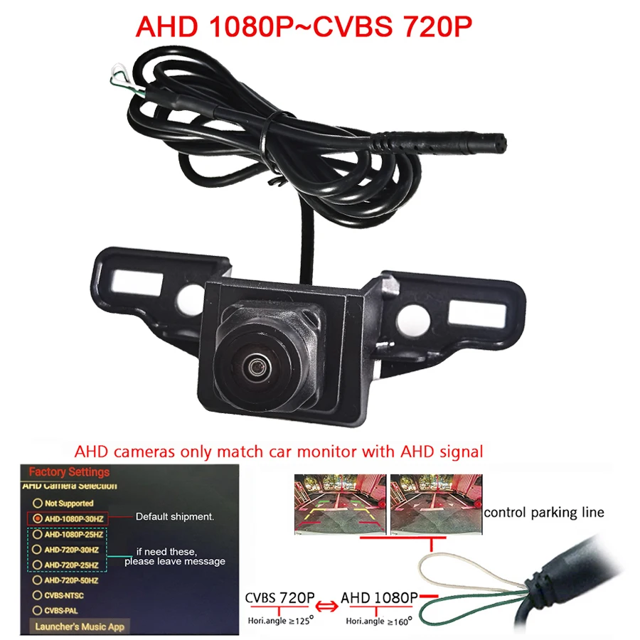 180deg fisheye 1920*1080P AHD Car front view camera for Mazda CX-30 2021 2022 front grille parking camera HD720P CVBS waterproof