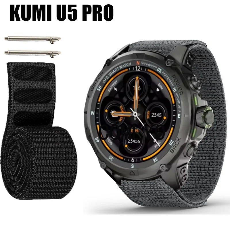 Watchband for KUMI U5 PRO Smart Watch Band Strap Hook&Look Nylon Belt