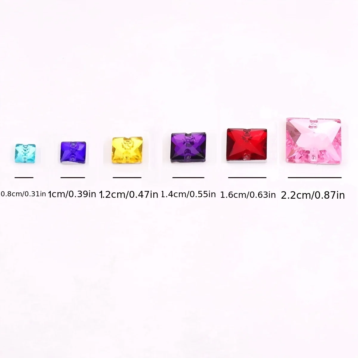 Quadratische Form, 8mm, 10mm, 12mm, 14mm, 16mm, 22mm, mehrfarbige, flache Glas-Kristall-Aufnähperlen, für Kleidung, Schuhe, Taschen, DIY. – Detail 2