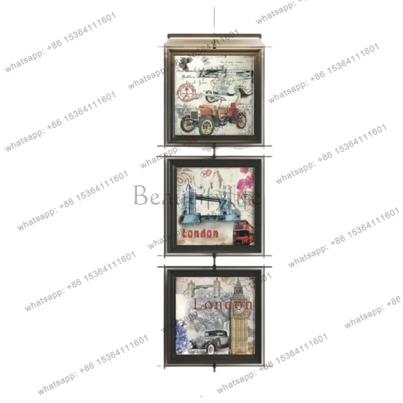 Modern light luxury decoration high sense metal frame light painting art installation painting