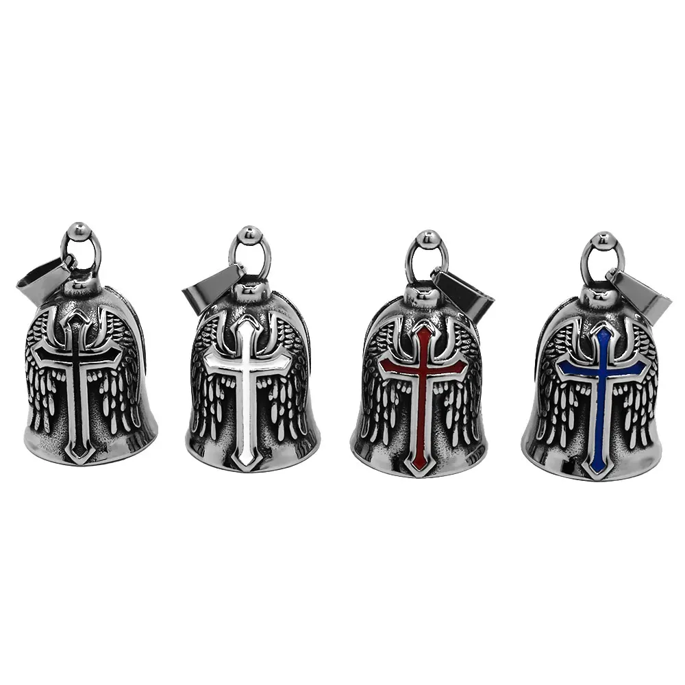 Norse Viking Warrior Spartacus Helmet Bell Pendant Stainless Steel Eagle Cross Jesus Rose Lady Rider Saint Mary USA Flag Jewelry