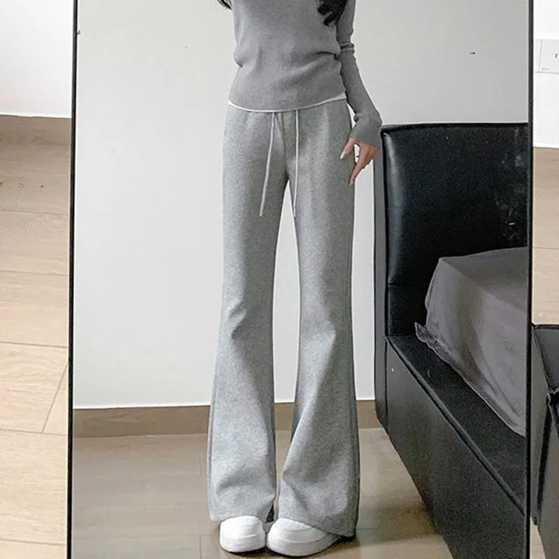 

Y2K Casual Flare Pants Women Autumn Winter New Streetwear High Waist Sweatpants Korean Vintage Solid All Match Female Trousers