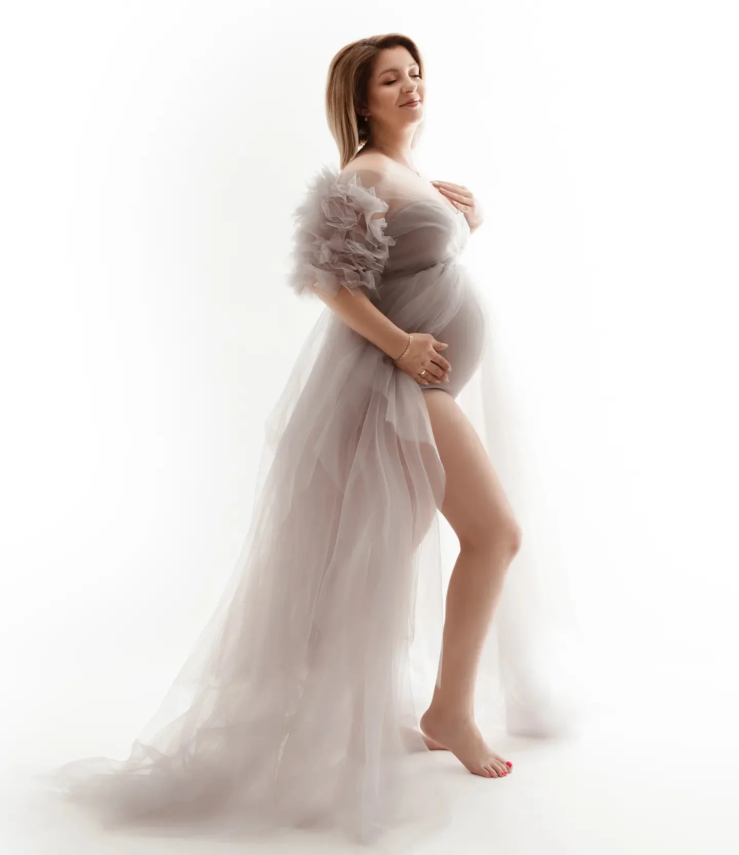 

Maternity Dress for Photography Sweetheart Ruffles Tulle Pregnant Photoshoot Robe Photoshoot Women Baby Shower Vestidos De Gala