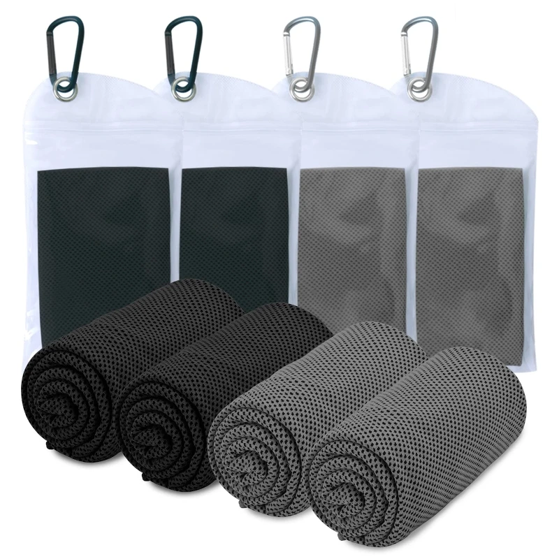 4Pcs Sports Cooling Towel Instant Relief Ice Cold Cooling Towel Breathable Sweat