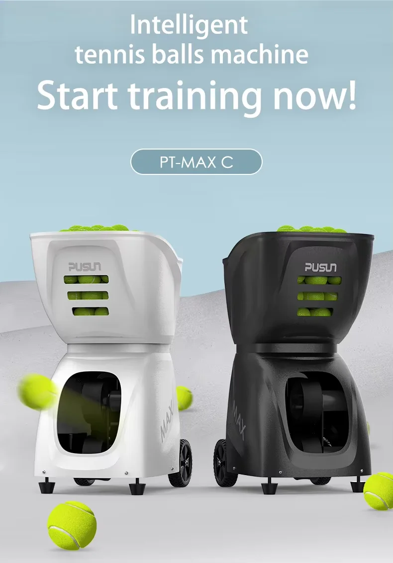 MYT SHAREWELL Latest PUSUN PT-MAX C Tennis Launcher APP Control Large Lithium Battery Super Long Standby 120 Balls Tennis Practi