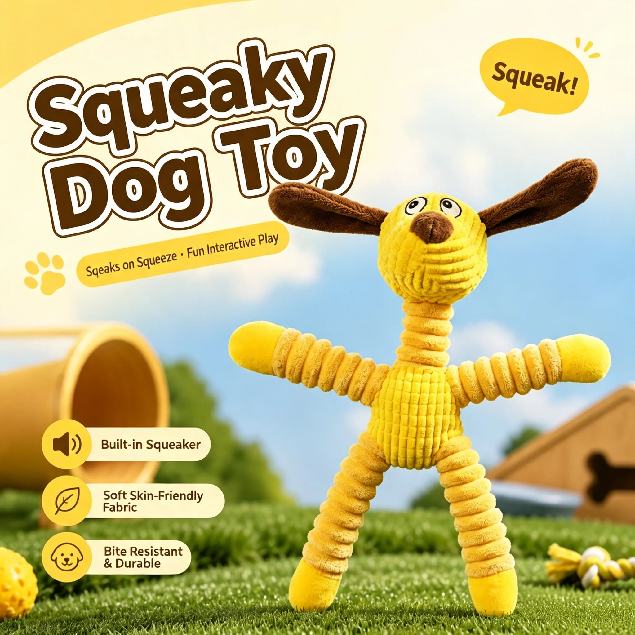 Indestructible Dog Chew Toy - Durable Pet Toy for Dogs & Cats, Interactive Puzzle Toy to Relieve Boredom,