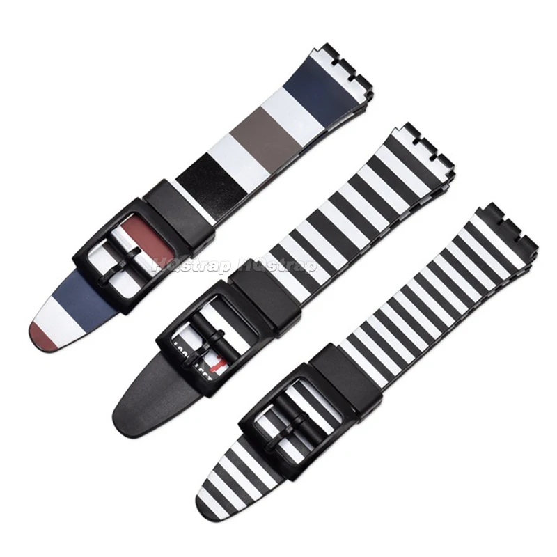 16mm 17mm 19mm Silicone Strap for Swatch Watchbands Rubber Waterproof Brcaelet Jelly Color Wristband Soft Sport Universal Band