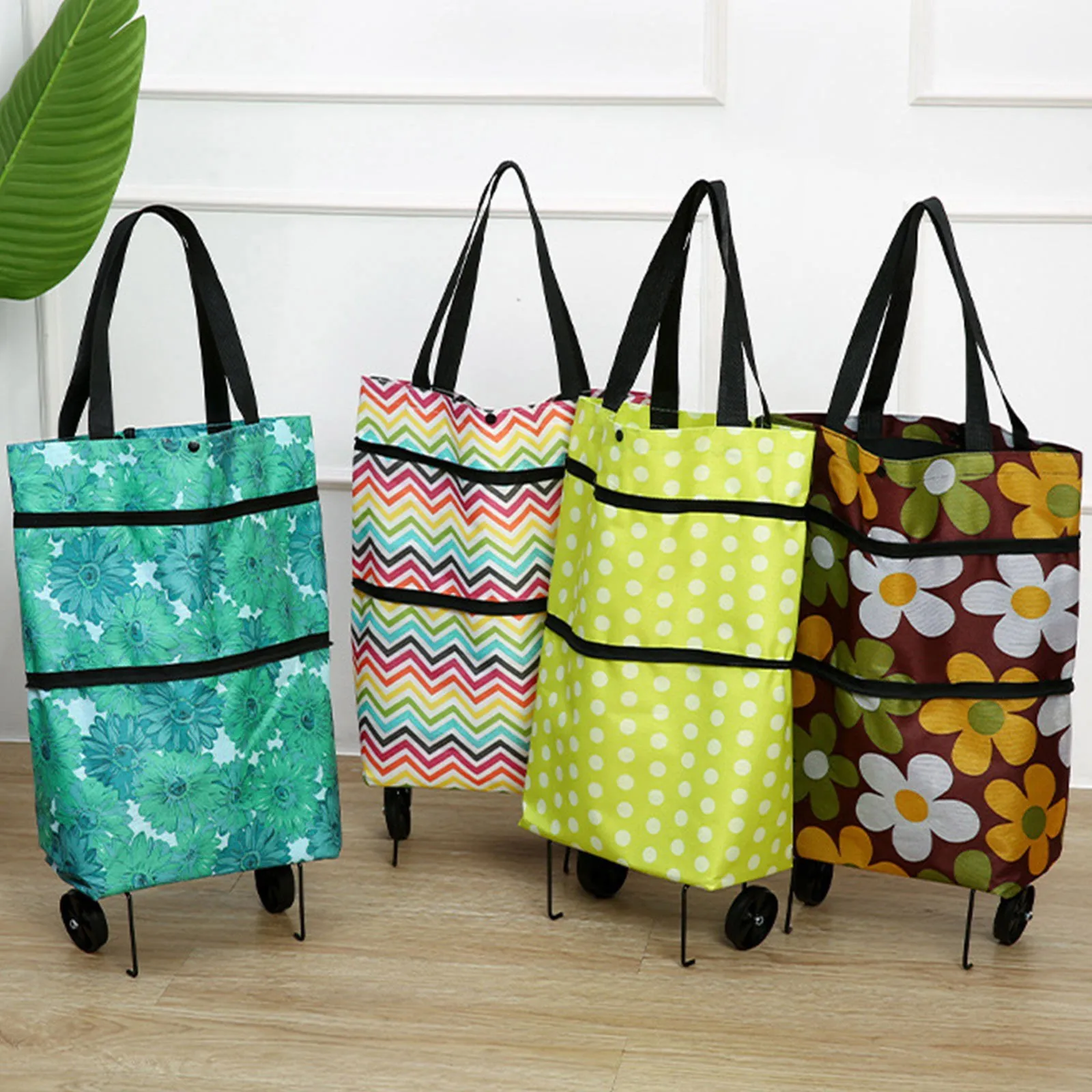 حقيبة عربة تسوق قابلة للطي 2 في 1 بعجلات - عربة متينة قابلة للطي لمحلات السوبر ماركت أو السفر أو الأخطاء اليومية