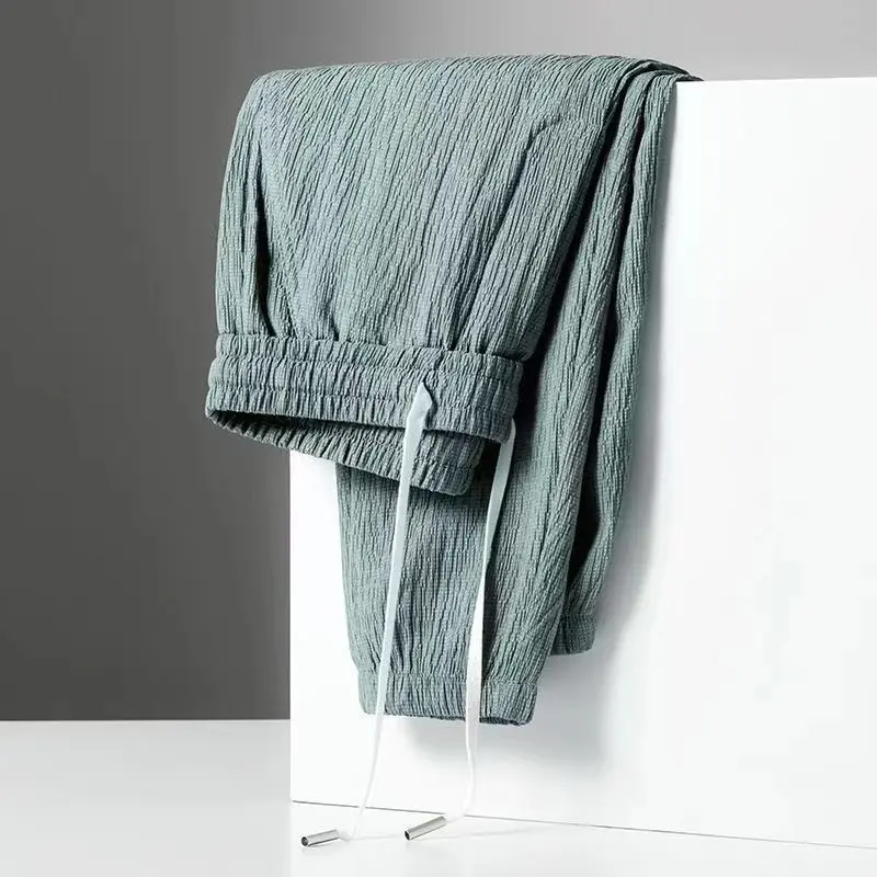 Men Casual Pants Black Harem Pants Man's Clothing Quick-drying Leggings Sportswear Summer Loose Solid Thin Slim Hip Hop