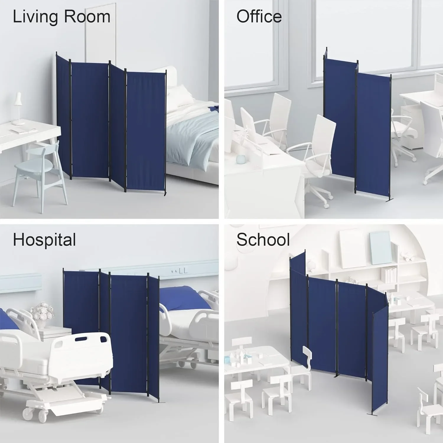 

Room Divider Folding Privacy Screens 4 Panel Partitions 88" Dividers Portable Separating for Home Office Bedroom Dorm Decor