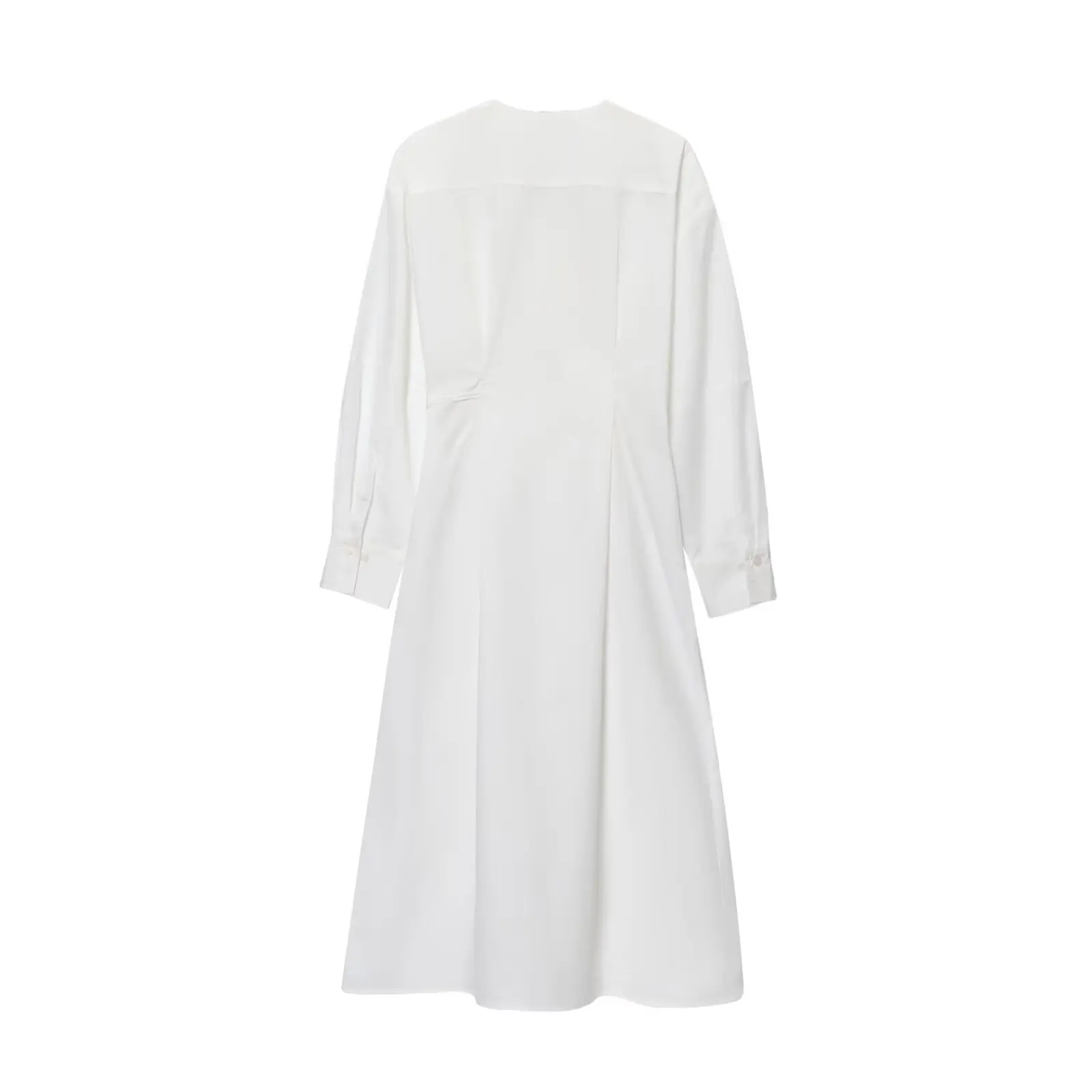 BSAY casual big shirt dresses summer new women Long sleeved Fold waist white V-neck wrapped style robe chic French Evening