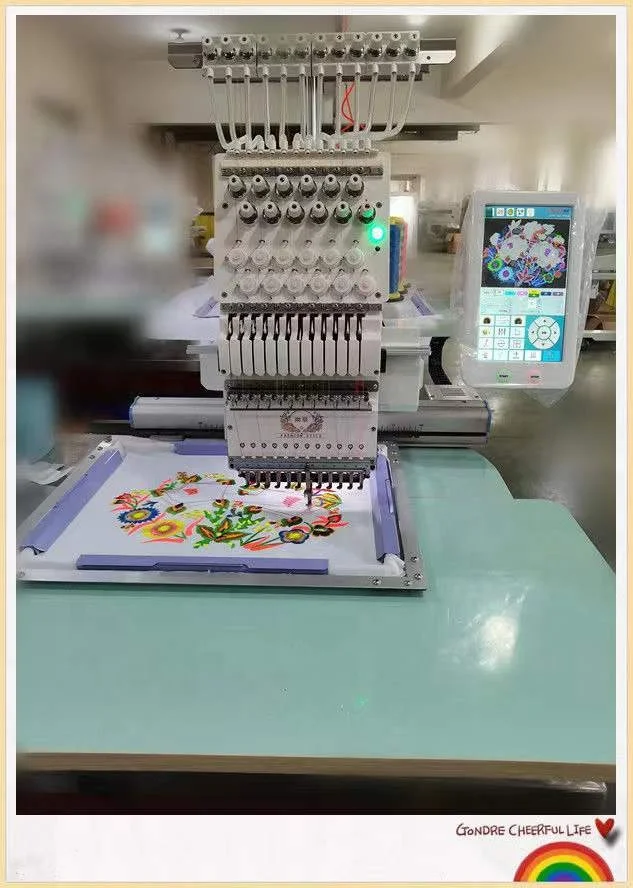 12 needles Computerized Single Head Auto Embroidery Machine Hat Garment Scarves Embroidery Machine