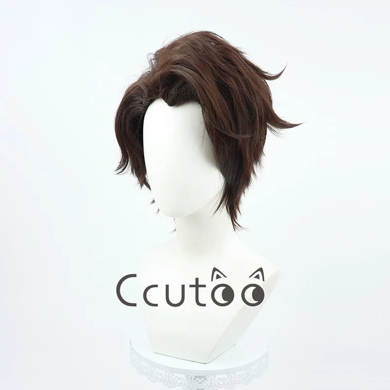 Ccutoo-Perruque Cosplay Synthétique Courte Ultraviolette Aizen Sousuke, Cheveux Bruns Anime pour Hommes, ixd'Halloween