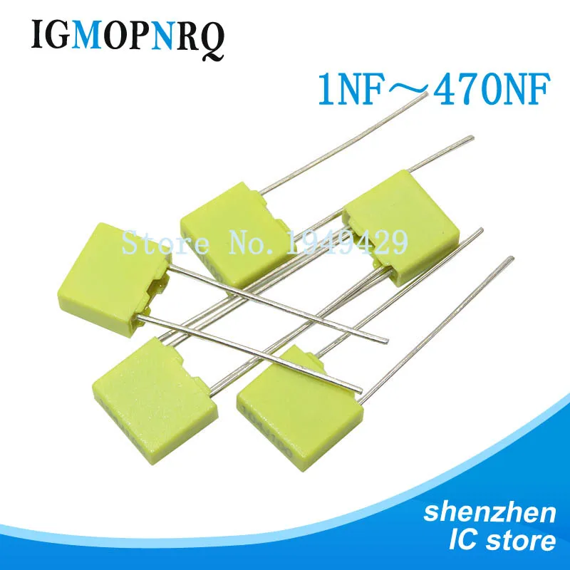 20pcs polypropylene plastic film safety 100V 1nF ~ 470nF 100nf 220nf 10nf 47nf 22nf 1nf 0.47 uf 0.1 uf correction capacitor