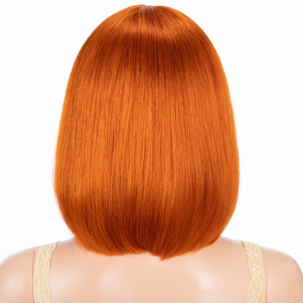 # 350 الزنجبيل البرتقالي قصيرة قص مستقيم بوب الباروكات مع الانفجارات شعر الإنسان البرازيلي مستقيم الشعر آلة كاملة شعر مستعار بشري #4
