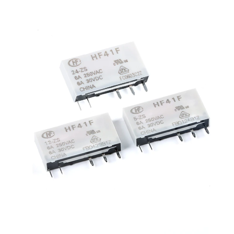 5Pcs New Original HF41F-5-ZS HF41F-12-ZS HF41F-24-ZS HF41F 5V 12V 24V-HS 4PIN 5PIN 6A Industrial Relay Subminiature Power Relay