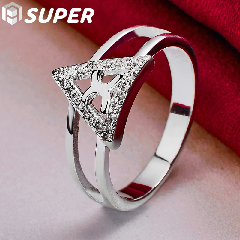 خاتم مثلث من الفضة الإسترليني عيار 925 للرجال، مجوهرات ساحرة لحفلات الزفاف والخطوبة