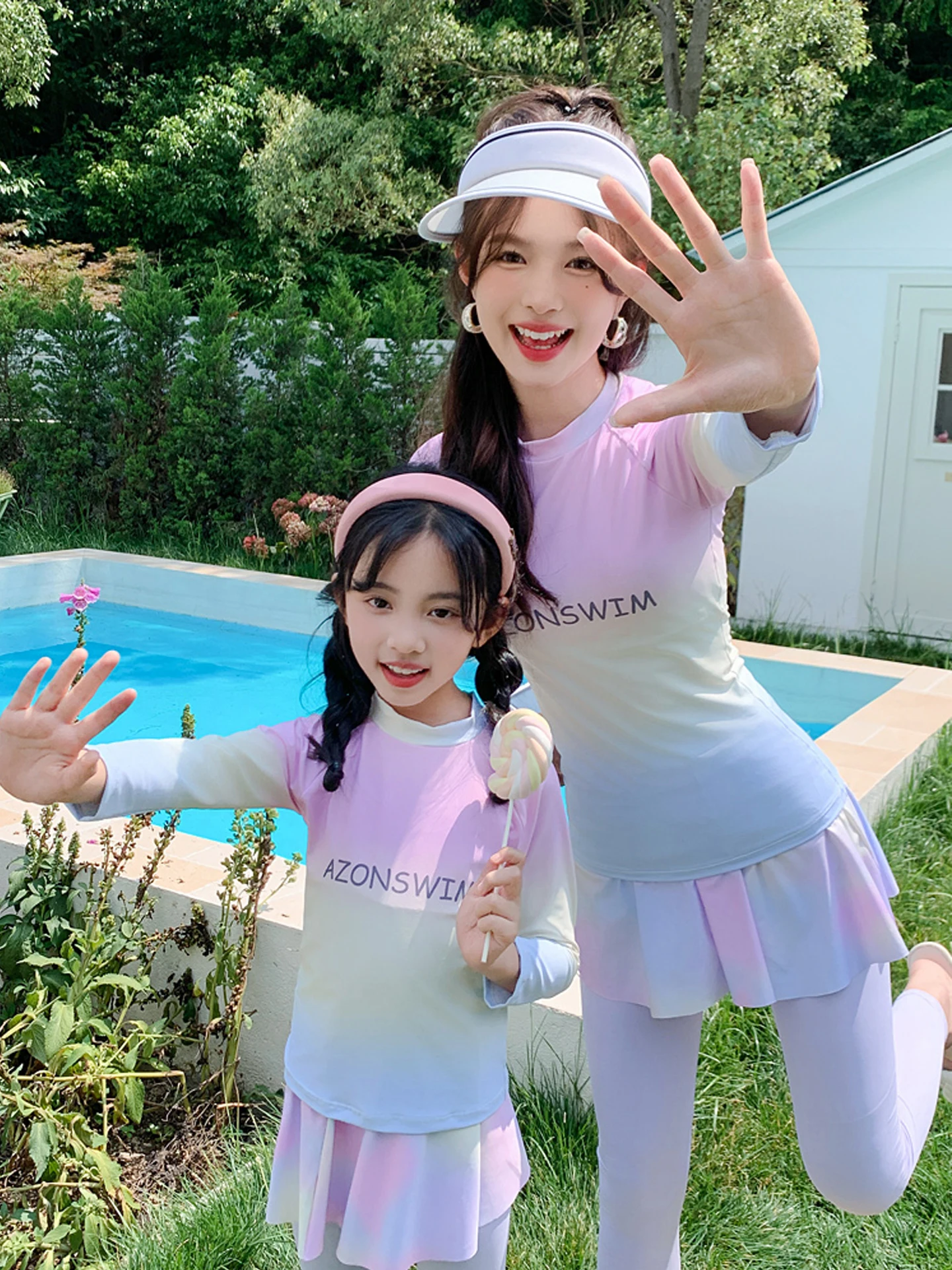 

Купальники для родителей и детей: женский раздельный купальник с длинными рукавами и брюками для пляжного отдыха, защита от солнца, милые детские купальные костюмы для девочек