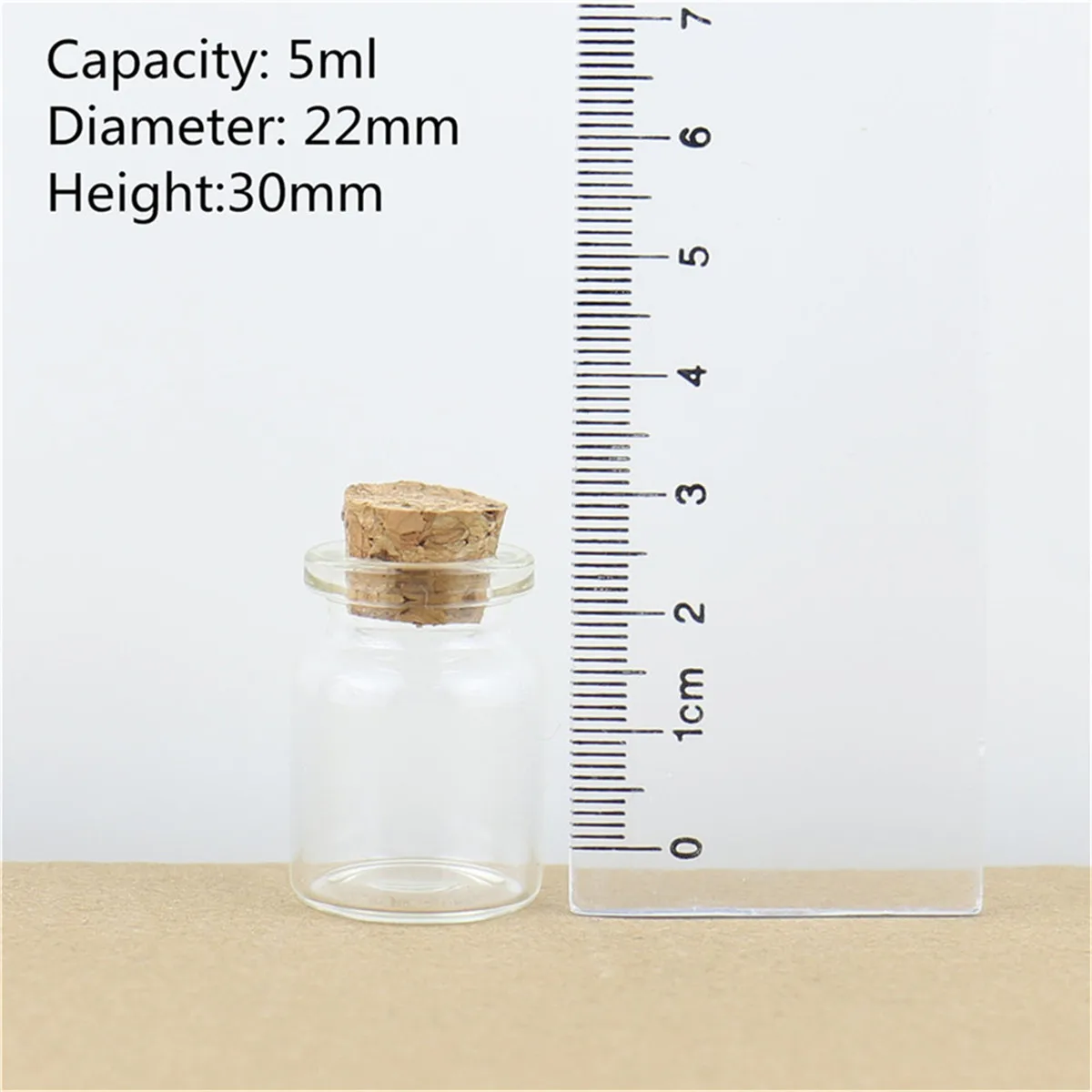 50/105 pcs/lot Narrow-mouth Small Glass Test tube 5ml 11*22*30mm Glass Bottles Cork Stopper Crafts Jars Mini Empty Bottles Gift