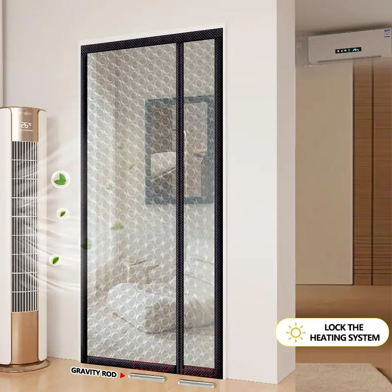 

Magnetic suction non perforated air conditioning bubble film door curtain, winter thick side opening windproof and warm curtain