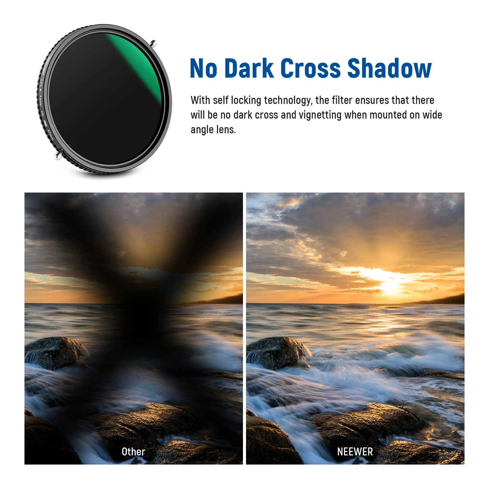 NEEWER 2-in-1 Variabler ND-Filter ND2–ND32 & CPL Zirkularer Polarisationsfilter Kein X-Kreuz / 30-Schicht Nano-Beschichtung / HD Optisches Glas – Detail 3
