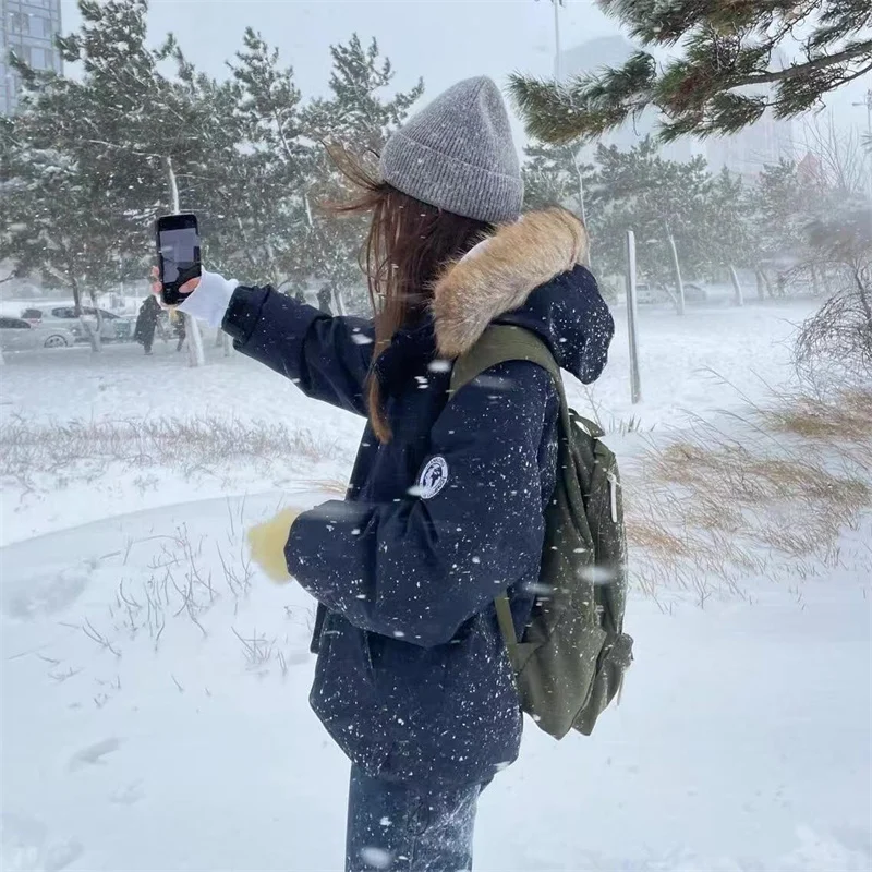 American Tooling School Overcomes Cotton-padded Jacket New Fashion Women's Big Wool Collar Hooded Fashion Coat In Winter Of 2024