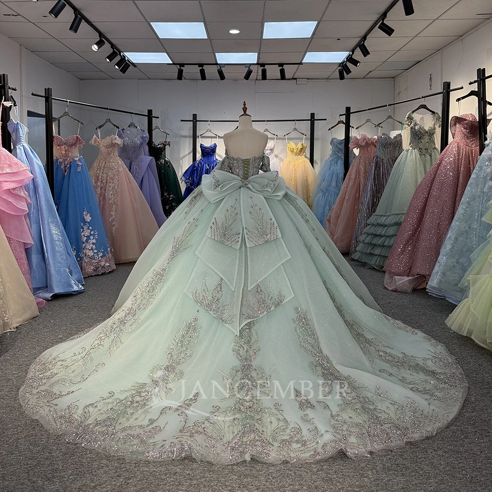 สไตล์ Ball Gown Quinceanera ชุด 15 Ans Lacing up แขนยาว Vestidos De 15 ที่กําหนดเอง vestidos 15 ปี quinceañeras