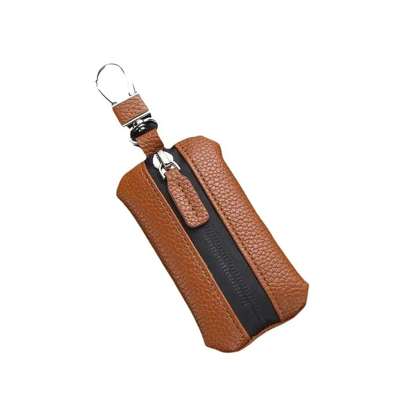 Hochwertige Autoschlüsseltasche aus weichem Leder für Herren mit Reißverschluss, Luxusgeschenk – Detail 7
