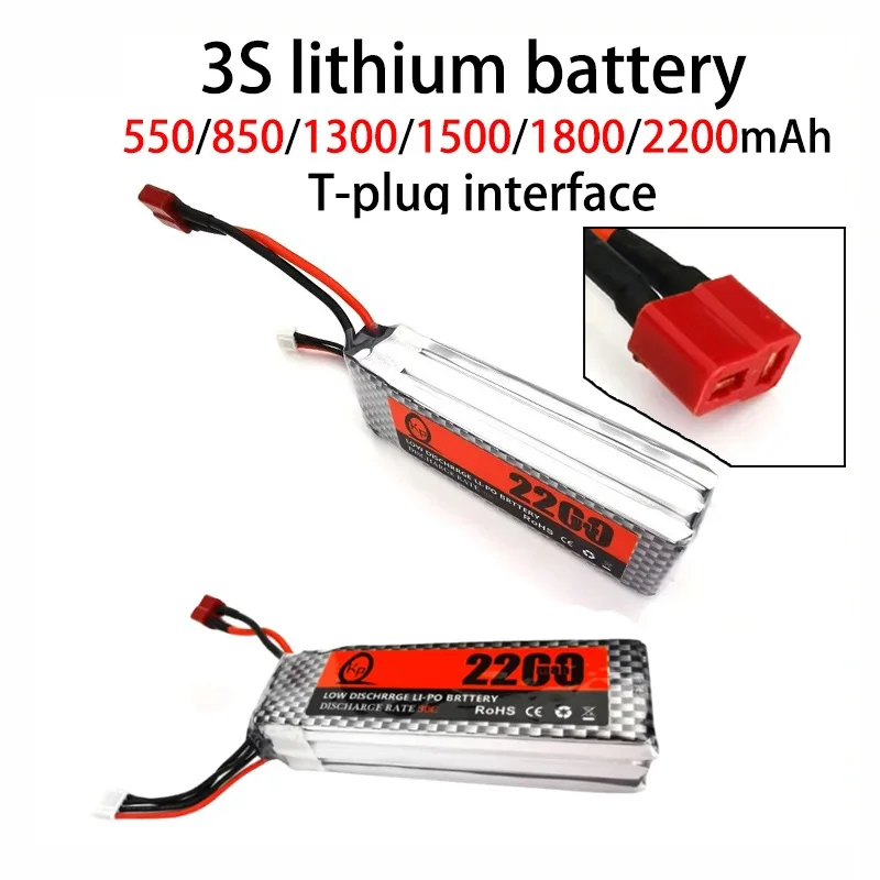 

Lithium Rc Battery T-plug Interface 3s 550mah 850mah 1300mah 1500mah 1800mah 2200mah For Vehicle Ship Aircraft Model Rc Toy