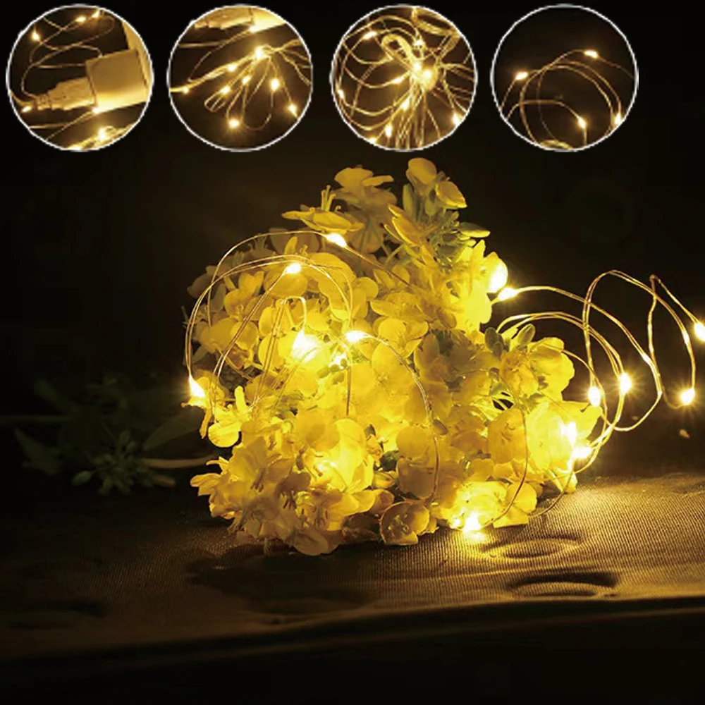 USB Led Copper Wire Fairy Lights 1/2/3M Waterproof Garland  Holiday Lighting Room String Lights Wedding Christmas Party Decor